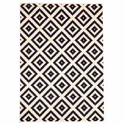 Tapis Kihe Noir et blanc motif gèomètrique scandinave