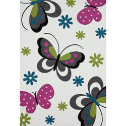 Tapis enfant tissé 240x340 crème rectangle motif animaux LYN8