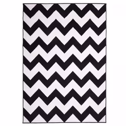 Tapis chambre 80x150 tissé noir rectangle motif géométrique MATE