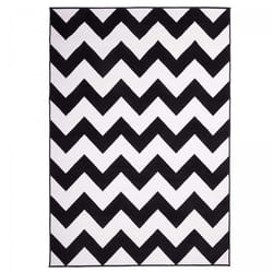Tapis chambre 80x150 tissé noir rectangle motif géométrique MATE
