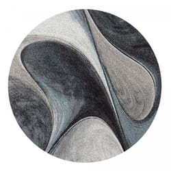 Unamourdetapis - Tapis salon et chambre Ø100cm bleu et gris rond tissé motif géométrique madila