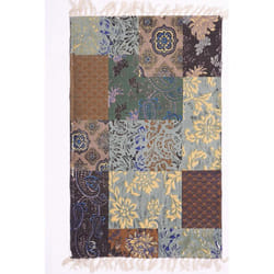 Unamourdetapis - Tapis kilim fait à la main en coton 70x110 bleu rectangle blue florea