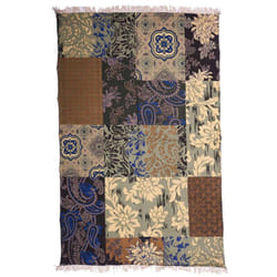 Unamourdetapis - Tapis kilim fait main en coton 140x190 turquoise rectangle motif ethnique