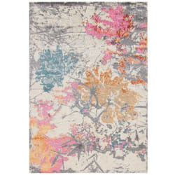Unamourdetapis - Tapis chambre 80x150 gris rectangle tissé motif floral giorgia 1