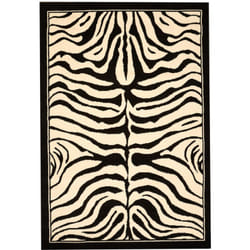 Tapis grand salon 270x370 tissé noir rectangle motif animaux NOTE