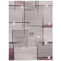 Tapis Chambre 60x110 pourpre rectangle tissé motif abstrait NOVA