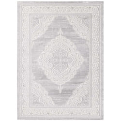 Unamourdetapis - Tapis oriental 120x160 gris clair rectangle motif ancestral falan