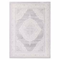 Tapis oriental 200x280 rectangle gris clair tissé motif ancestral FASULIN