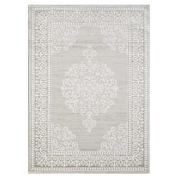 Tapis oriental 120x160 rectangle beige tissé motif ancestral ROHA