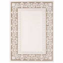 Tapis salle à manger 200x280 tissé marron et gris rectangle motif simple SEPA