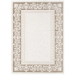 Tapis salle à manger 200x280 tissé marron et gris rectangle motif simple SEPA