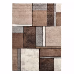 Tapis grand salon 280x380 tissé beige rectangle motif géométrique TUHO