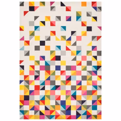 Description générale Tapis d'entrée multicolore de 40x60 cm, tissé avec un motif géométrique. Idéal pour la décoration intéri ...