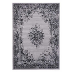 Tapis oriental 160x230 rectangle noir tissé motif ethnique KAKA