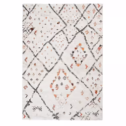 Tapis rond Ø120cm tissé motif berbère pour chambre FUSO
