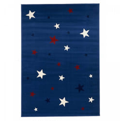 Tapis enfant bleu nuit avec des etoiles blanches