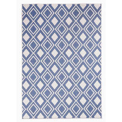 Unamourdetapis - Tapis extérieur, kilim reversible EX1 dam 60x110 bleu