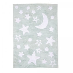 Unamourdetapis - Tapis enfant en coton bio Lavable 30° 60x110 vert d'eau fait à la main