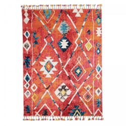 Unamourdetapis - Tapis berbère motifs tribaux 100X100 bleu et jaune carré berbal b