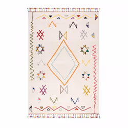 Tapis Visa crème et multicolore motif traditionnel berbère