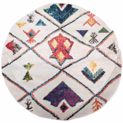 Tapis Mevo crème et multicolore motif traditionnel berbère