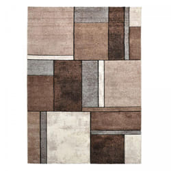 Tapis TUHO - Motif géométrique - Beige, marron, gris, blanc