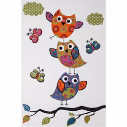 Tapis enfant 100x100 carré tissé crème motif animaux MOFI