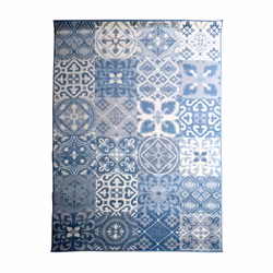 Tapis salle à manger 200x290 tissé bleu et beige rectangle motif oriental