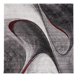 Unamourdetapis - Tapis carré 100x100 rouge et gris motif géométrique pour salon et chambre