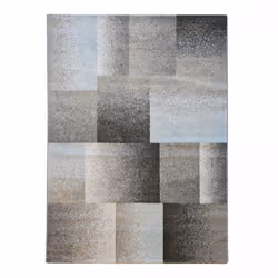 Tapis entrée 80x150 tissé bleu et gris rectangle motif géométrique TOHA