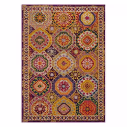 Tapis oriental 120x170 rectangle rouge et jaune tissé motif ethnique PECHA
