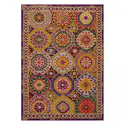Tapis oriental 120x170 rectangle rouge et jaune tissé motif ethnique PECHA