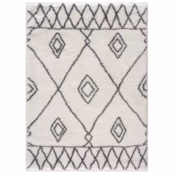 Tapis Shaggy longues mêches et aux motifs traditionnels Berbères