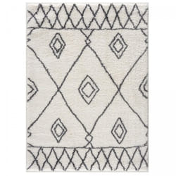 Tapis Shaggy longues mêches et aux motifs traditionnels Berbères