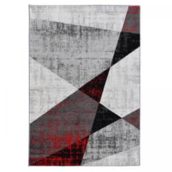 Jadorel - Tapis salon et chambre 150x220 gris et rouge tissé motif géométrique rosaline