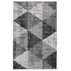 Tapis entrée 120x170 tissé gris et crème rectangle motif géométrique FISE