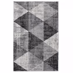 Tapis chambre 150x220 tissé gris et crème rectangle motif géométrique FISE