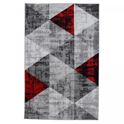 Jadorel - Tapis salon et chambre 120x170 rouge et gris rectangle tissé motif géométrique soltam