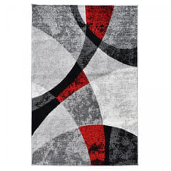 Jadorel - Tapis salon et chambre 150x220 rouge et gris rectangle tissé motif géométrique radule