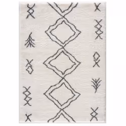 Tapis Shaggy longues mêches et aux motifs traditionnels Berbères