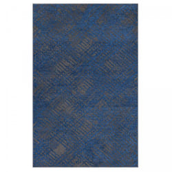 Tapis salon et chambre 115x180 bleu et gris rectangle tissé motif faux uni TEREMINDE