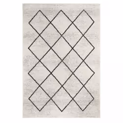Tapis entrée 60x110 tissé crème rectangle motif scandinave BESO