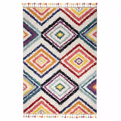 Tapis Sofe crème et multicolore motif traditionnel berbère