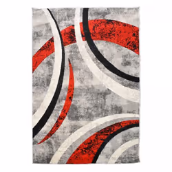Tapis cuisine 120x170 tissé gris et noir rectangle motif géométrique MISE