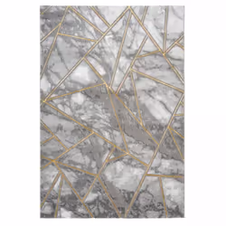 Tapis chambre 80x150 tissé or rectangle motif géométrique CILE