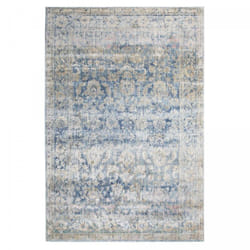 Tapis salon et chambre 133x190 bleu et beige rectangle tissé motif abstrait belano