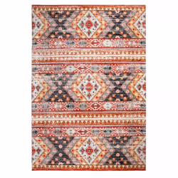 tapis fin aux motifs traditionnels Ethniques multicolore
