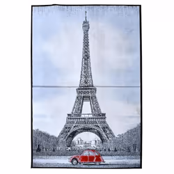Tapis chambre 140x200 tissé gris et rouge rectangle motif fresque LEFA