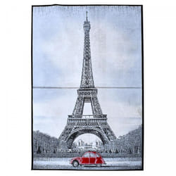 Tapis chambre 140x200 tissé gris et rouge rectangle motif fresque LEFA
