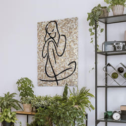 Tableau fait à la main en peau de vache LUKE 51x76 beige et noir